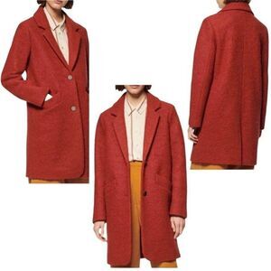 Marc New York Paige Boucle Coat Brick Red Single Breasted Size 4 NWT